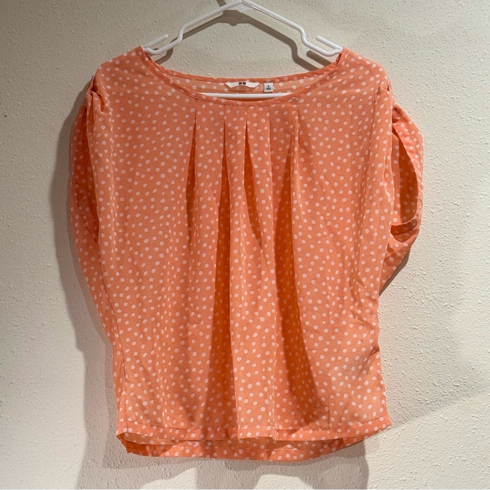 Uniqlo Orange Polka Dot Blouse